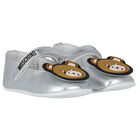 Baby Girls Silver Teddy Bear Pre Walker Shoes, 2, hi-res